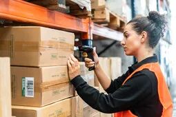 Woman scanning barcode